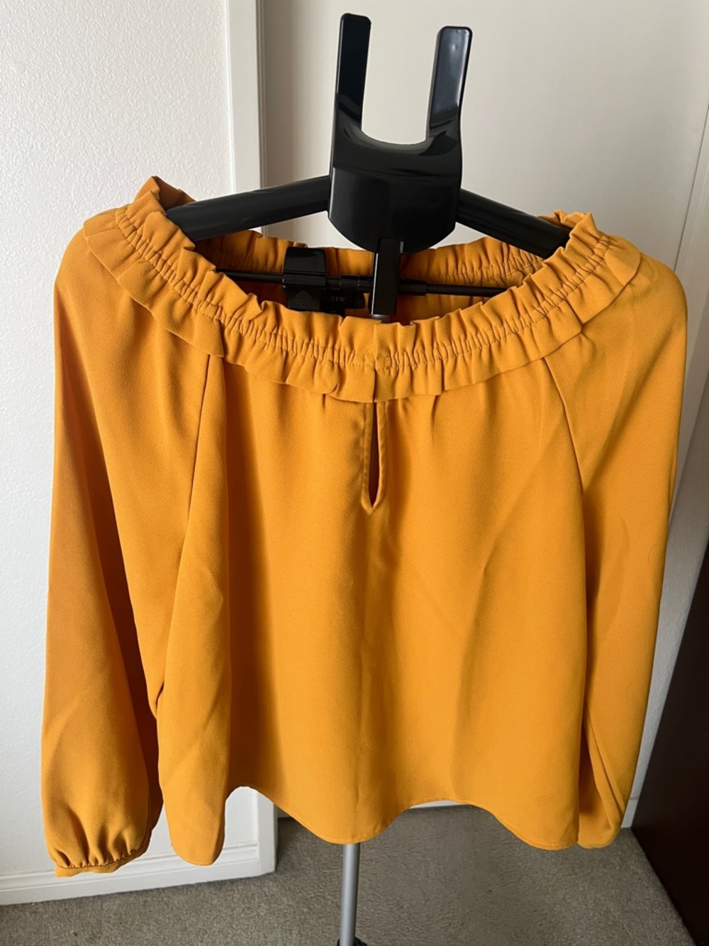 J. Crew Mustard Off-Shoulder Long Sleeve Blouse